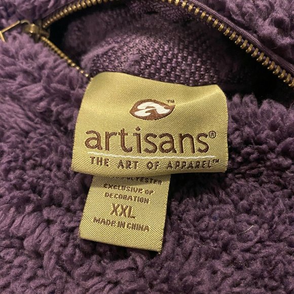 Artisans Vest XXL Purple Plush Fleece Sleeveless High Neck Drawstring - Picture 9 of 11
